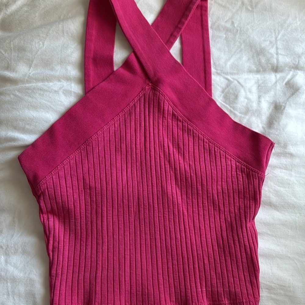 Zara Pink Cross-Strap Crop Top - Picture 3 of 4